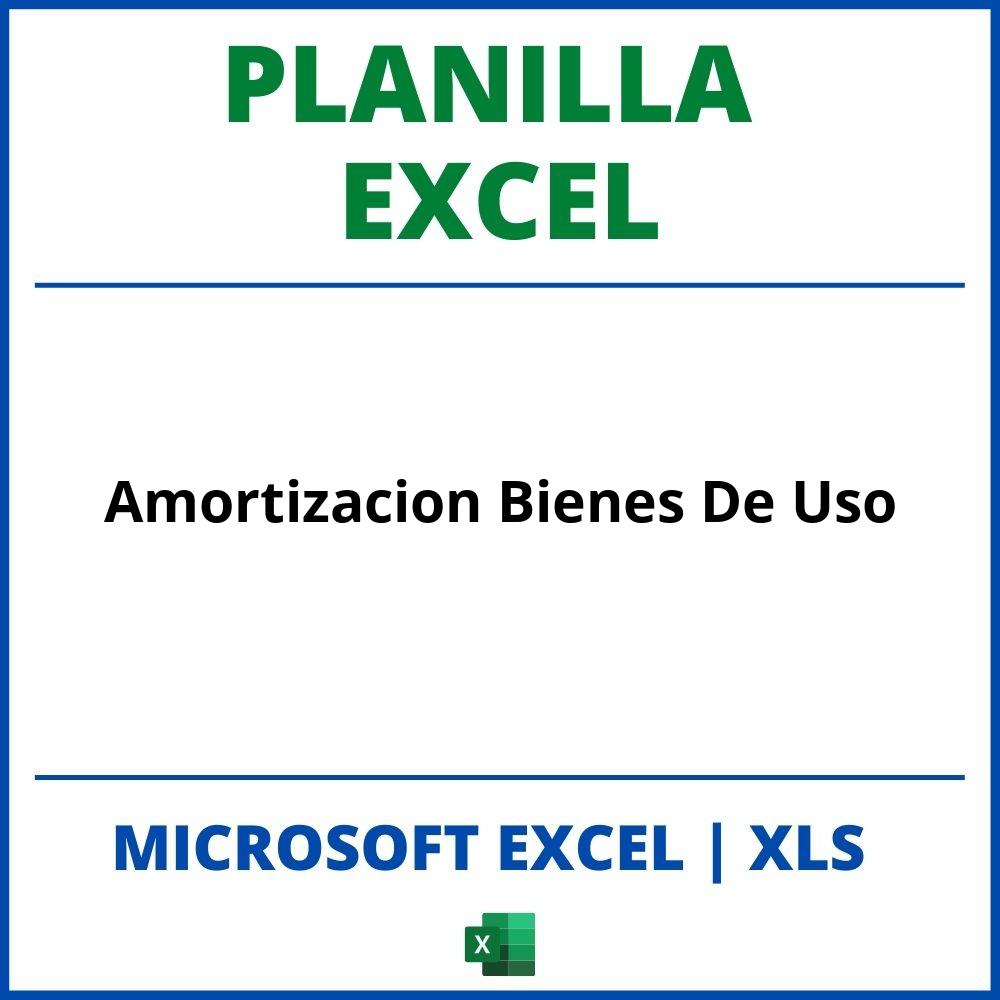 Planilla Excel Amortizacion Bienes De Uso