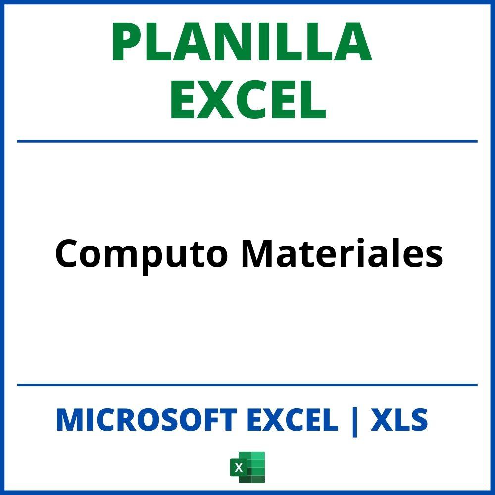 Planilla Excel Para Computo Materiales