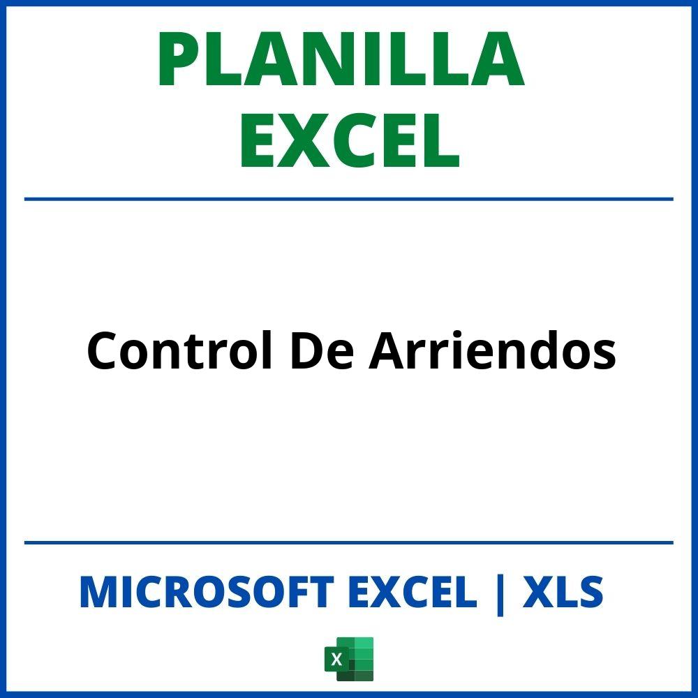 Planilla Excel Control De Arriendos