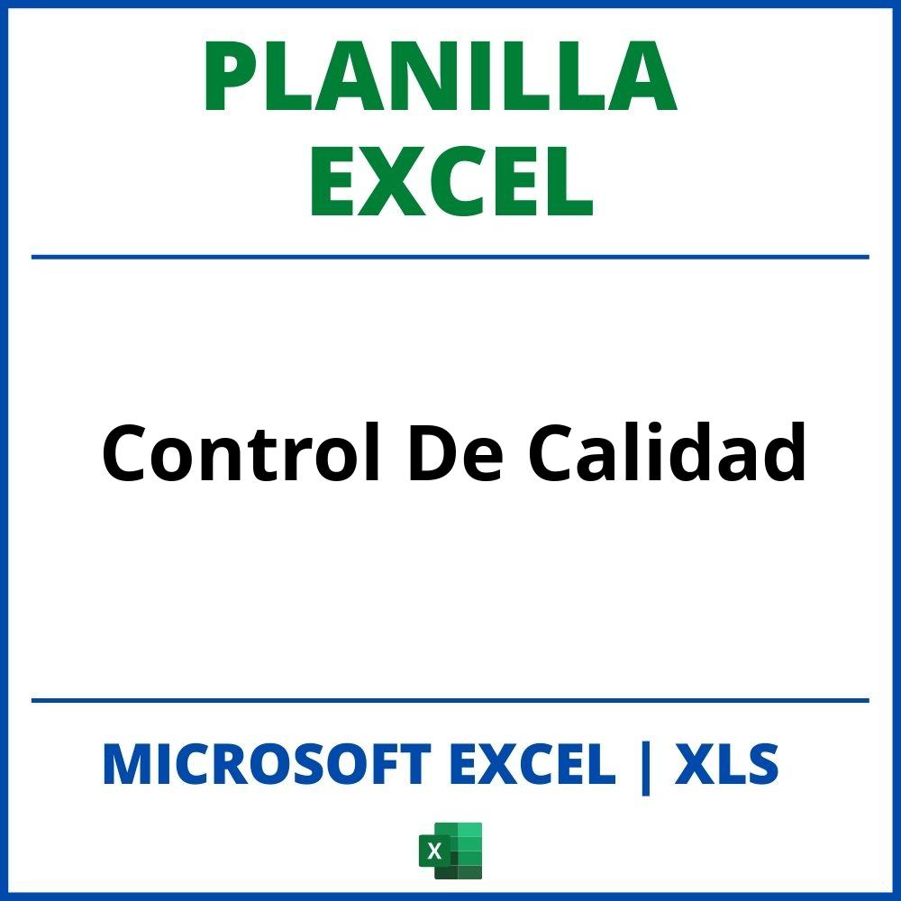 Planilla Excel Control De Calidad