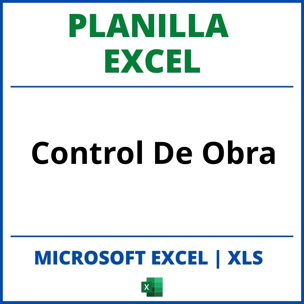 Planilla Excel Control De Obra