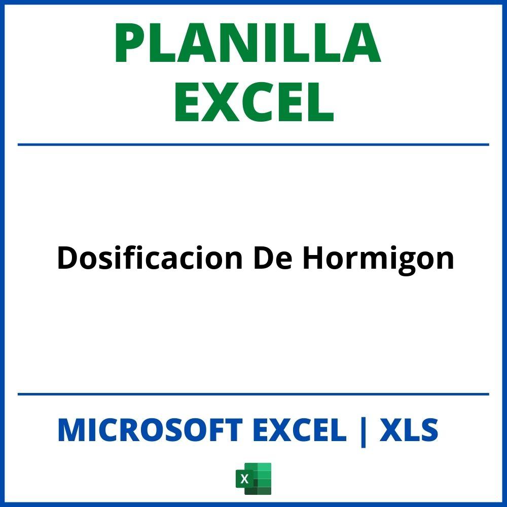 Planilla Excel Para Dosificacion De Hormigon