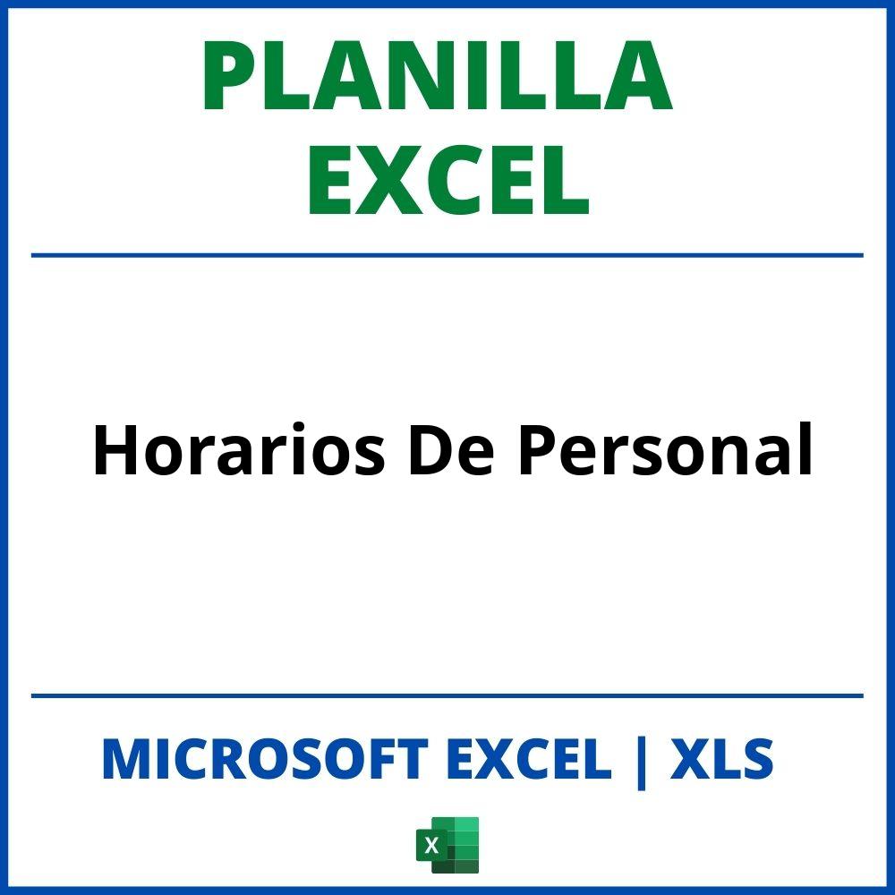 Planilla Excel Para Horarios De Personal