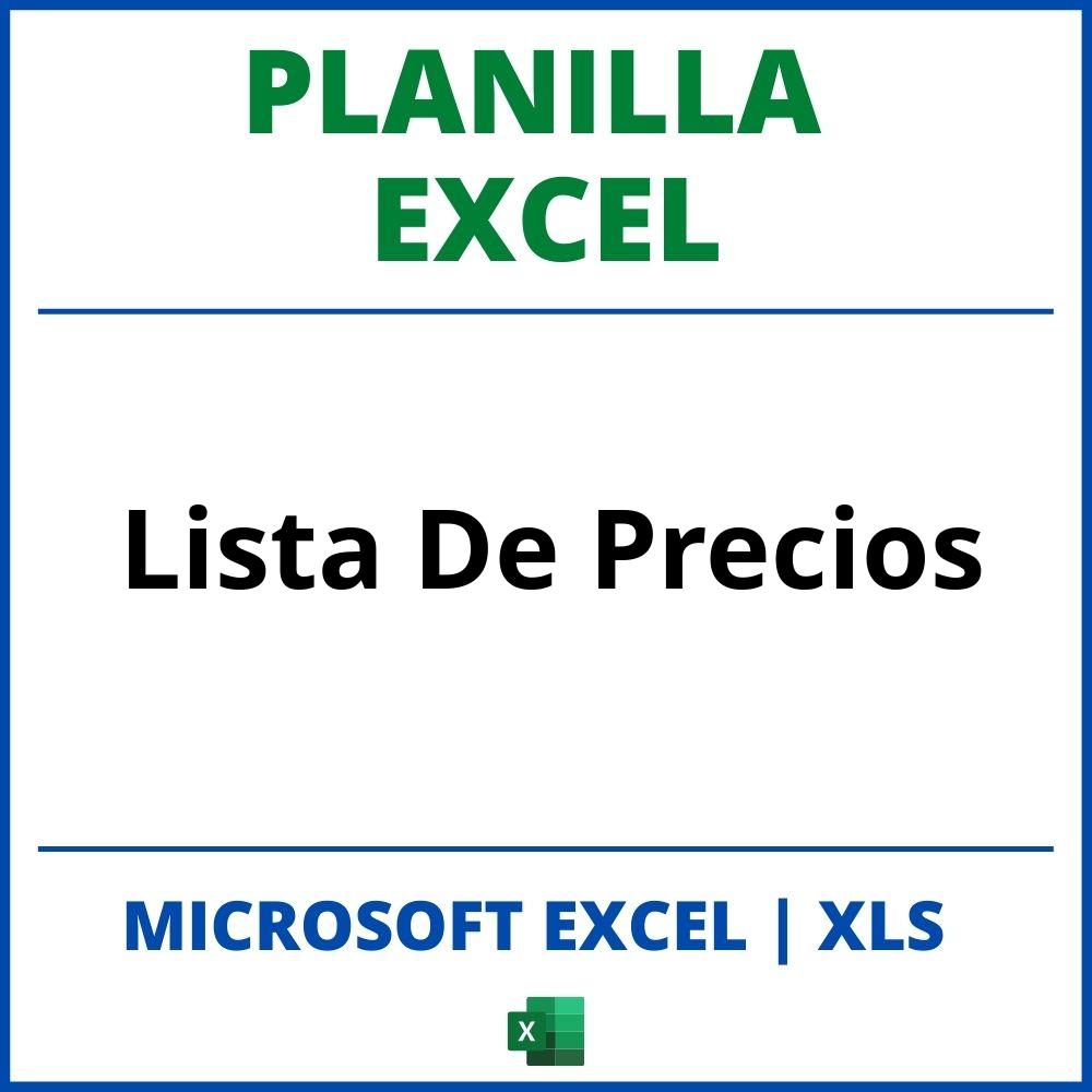 Planilla Excel Lista De Precios