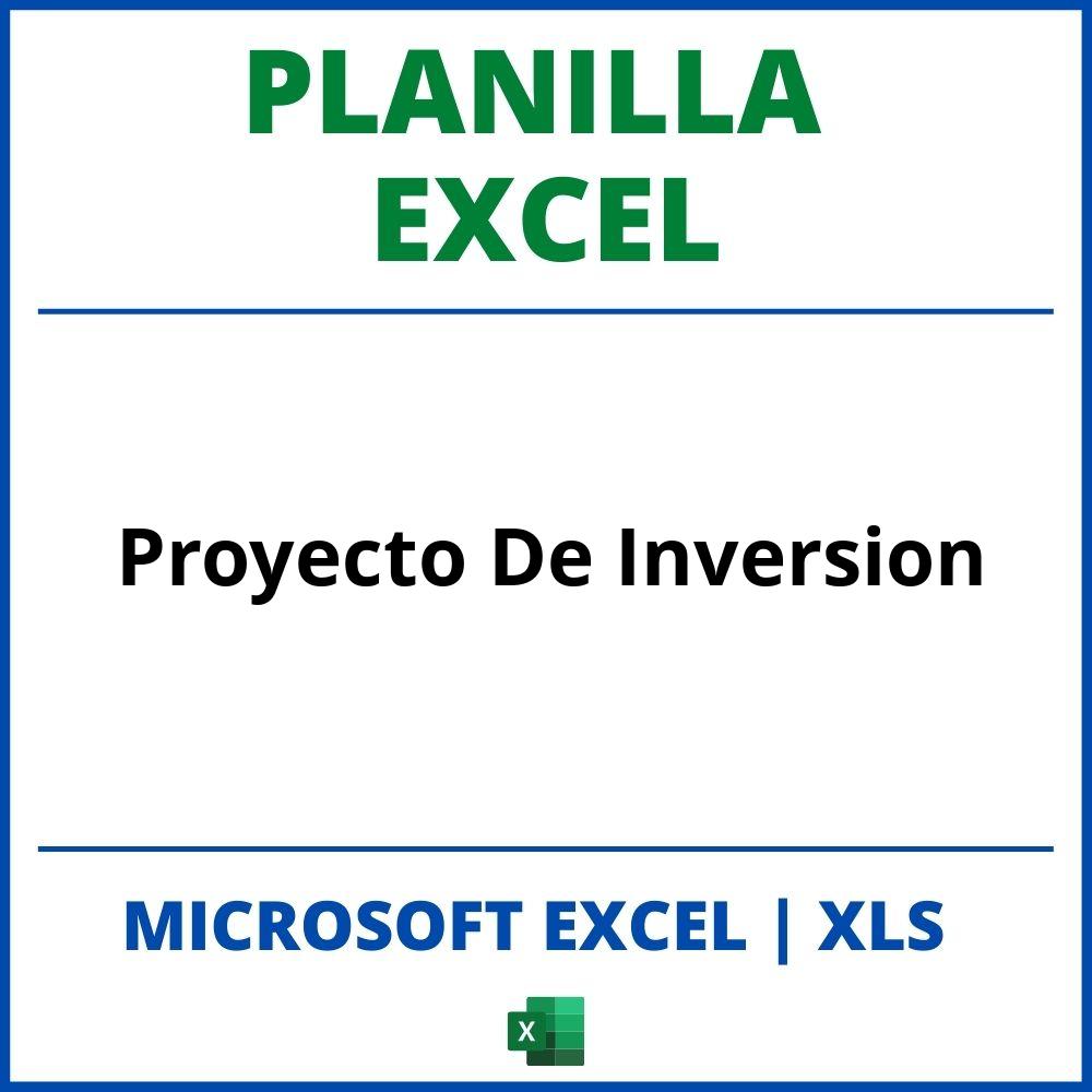 Planilla Excel Proyecto De Inversion